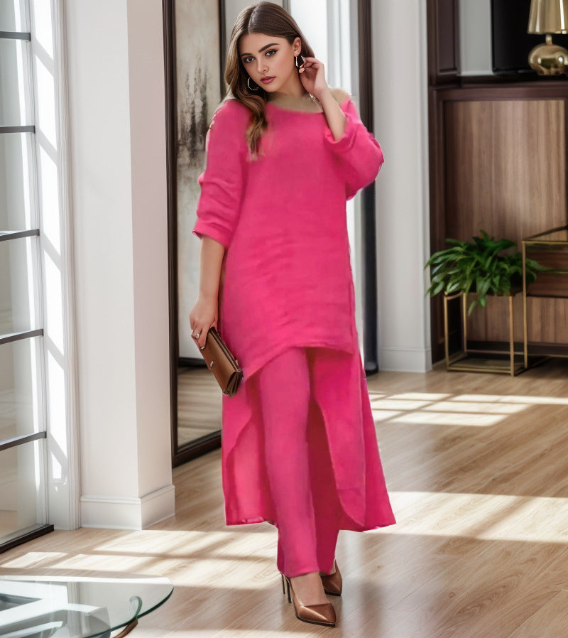 Damen Elegante Leinenbluse mit asymmetrischem Schnitt und lässigem Design Drune