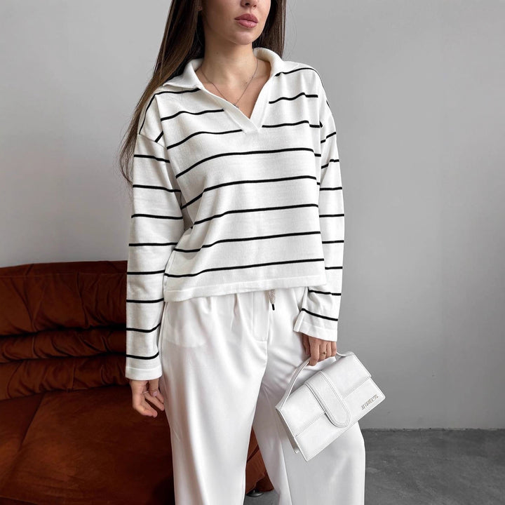 Damen lässiger Pullover im Streifen-Design Drune
