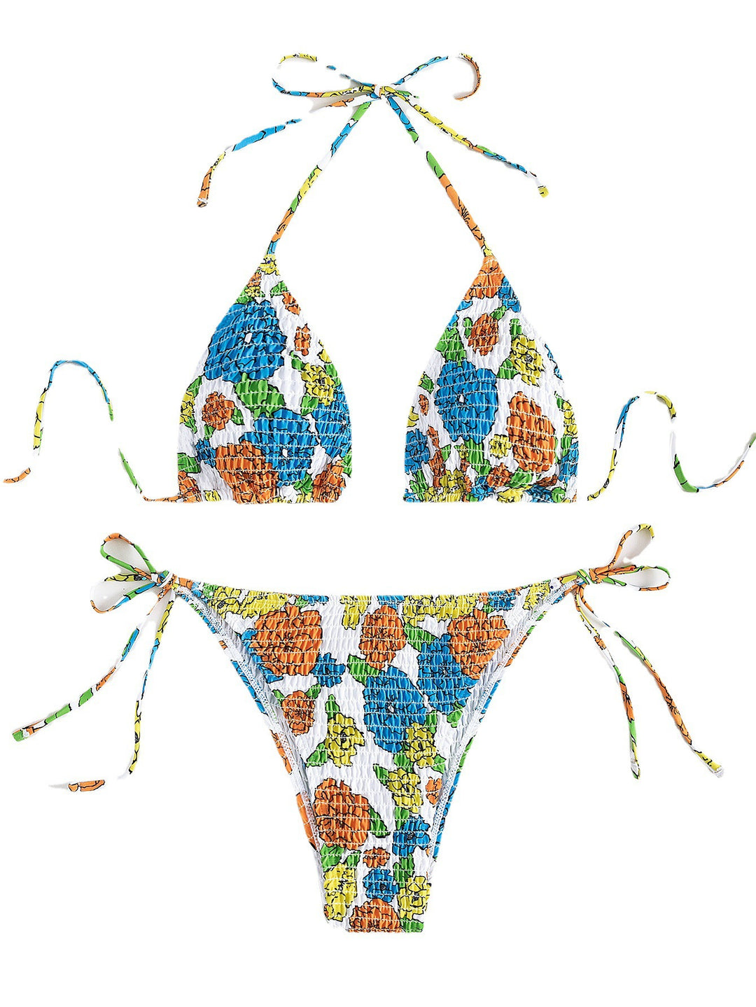Damen Triangel-Bikini mit verspieltem Raff-Design Drune