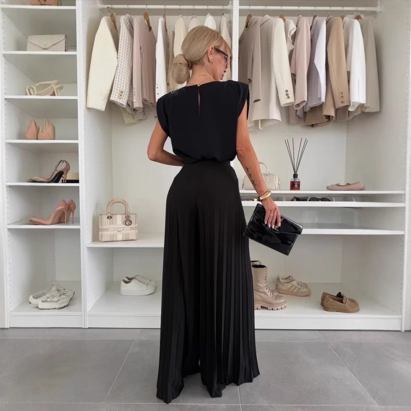Damen Jumpsuit mit floralem Design und Schulterpolstern Drune