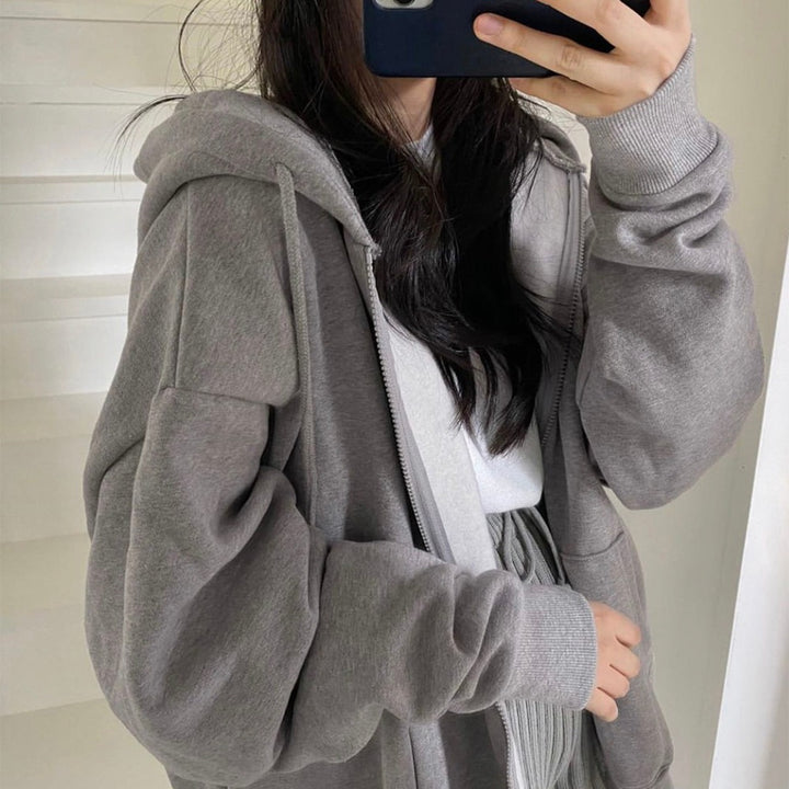 Damen Zipper Hoodie mit oversized Schnitt Drune