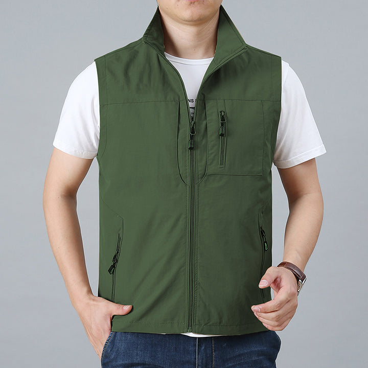 Herren nan technische Zip-Weste mit hochgeschlossenem Kragen wasserabweisendem Nylon und Sicherheitsreißverschlusstaschen Drune