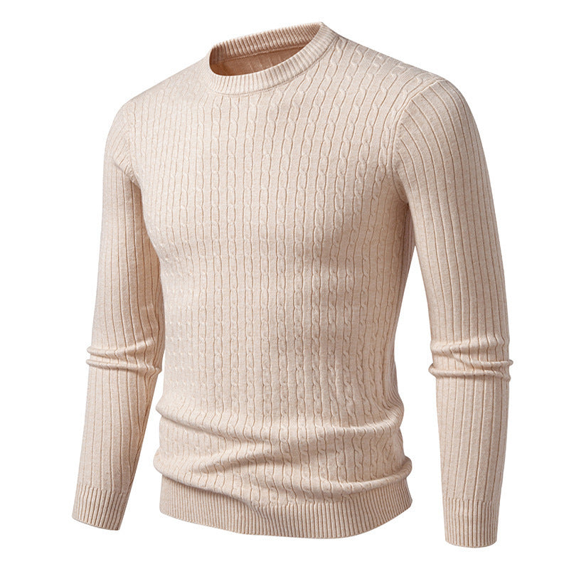 Herren modischer Strickpullover mit feinem Zopfmuster Drune