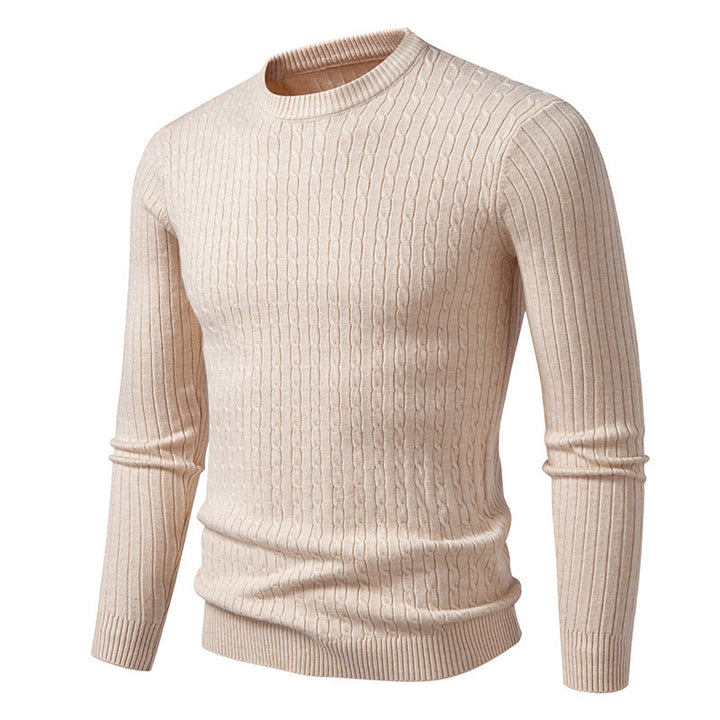 Herren modischer Strickpullover mit feinem Zopfmuster Drune