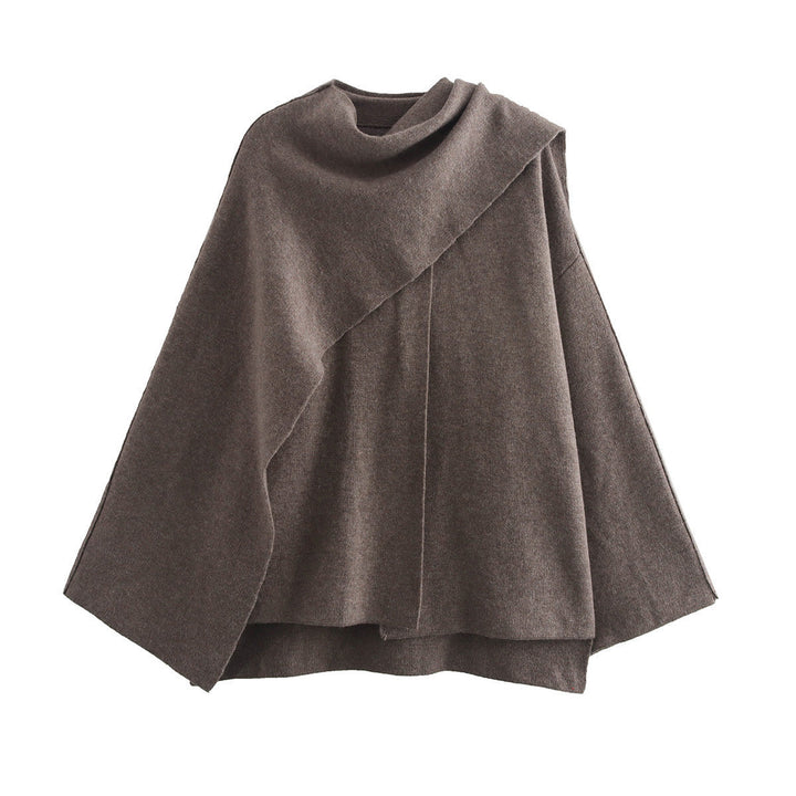 Drune | Mantel - Oversized Fit - Gestrickte Textur - Asymmetrischer Schalkragen - Mittellang
