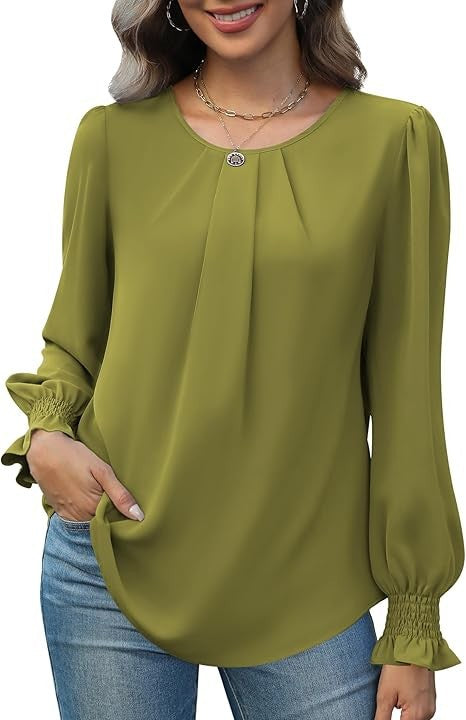 Damen elegante Bluse mit Puffärmeln Drune