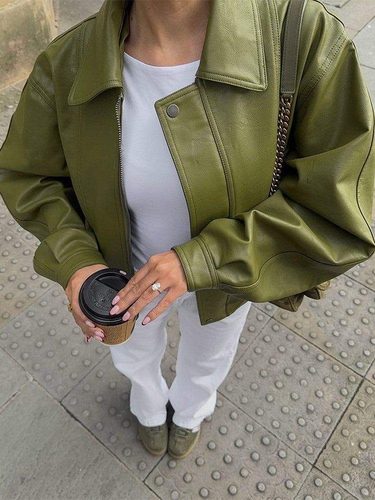 Damen Lässige Übergangsjacke mit voluminösen Ärmeln Drune