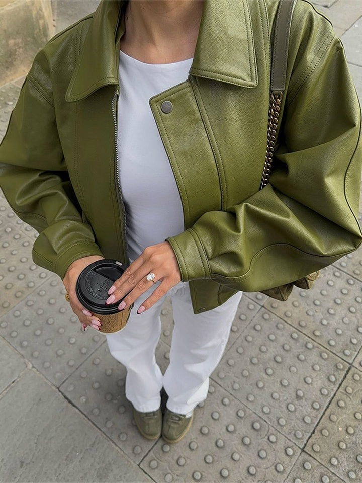 Damen Lässige Übergangsjacke mit voluminösen Ärmeln Drune