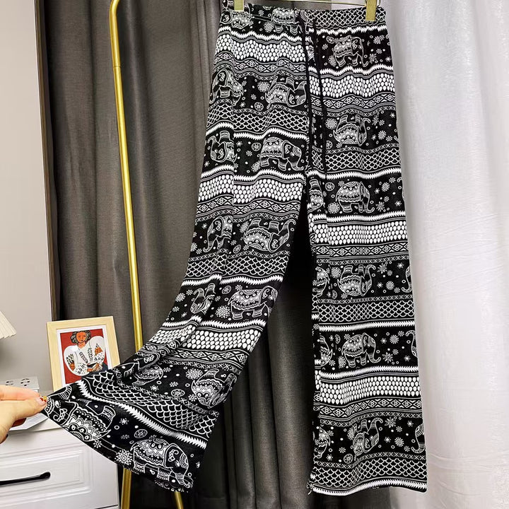 Damen Haremshose mit buntem Elefantenmuster Drune