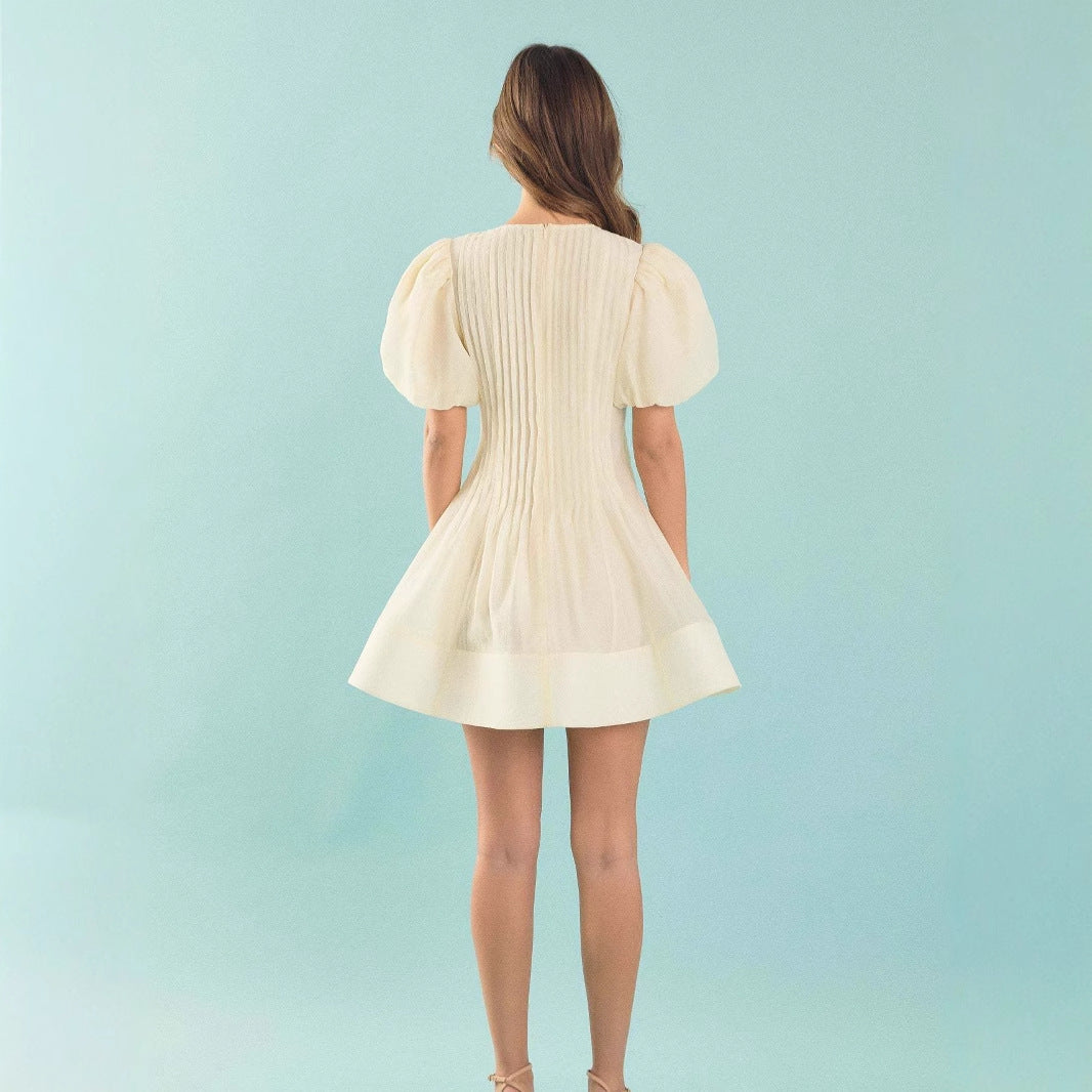 Damen Puffärmel Kleid Drune