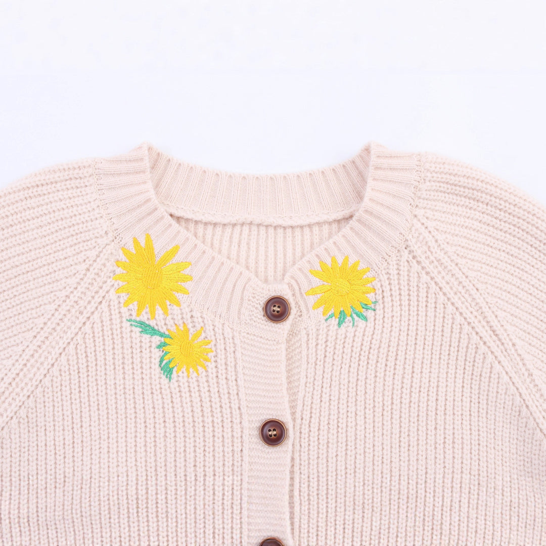 Damen Strickjacke mit Blumenstickerei Drune