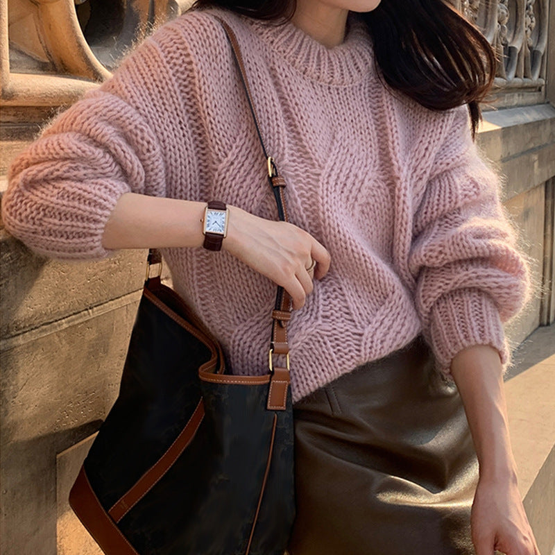 Damen Grobstrickpullover mit Zopfdesign und weichem Schnitt Drune