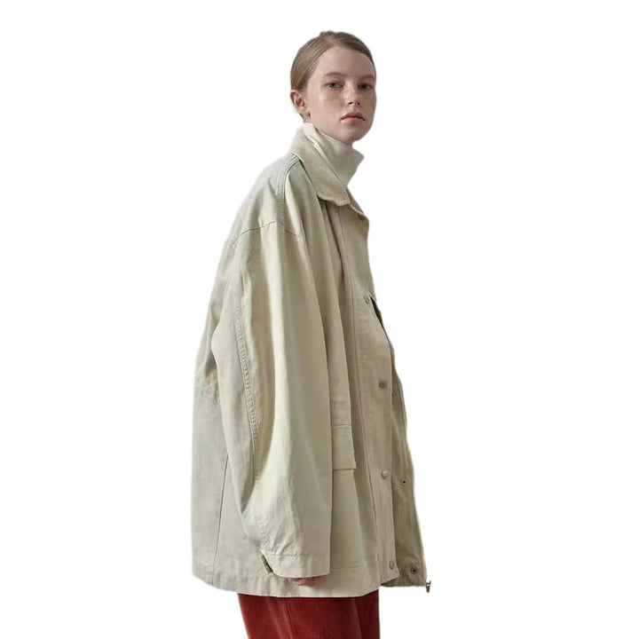 Damen Oversized Utility-Jacke mit robustem Stoff und praktischen Taschen Drune
