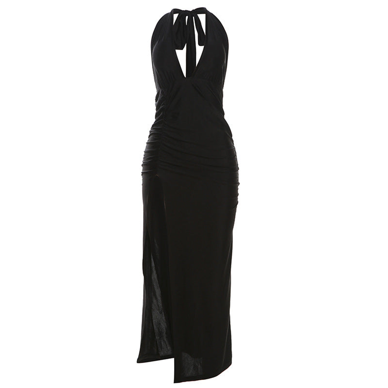 Damen Elegantes Wickelkleid mit tiefem V-Ausschnitt und figurbetonter Silhouette Drune