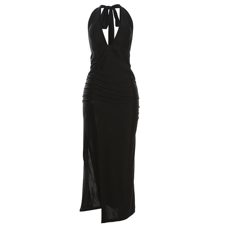 Damen Elegantes Wickelkleid mit tiefem V-Ausschnitt und figurbetonter Silhouette Drune