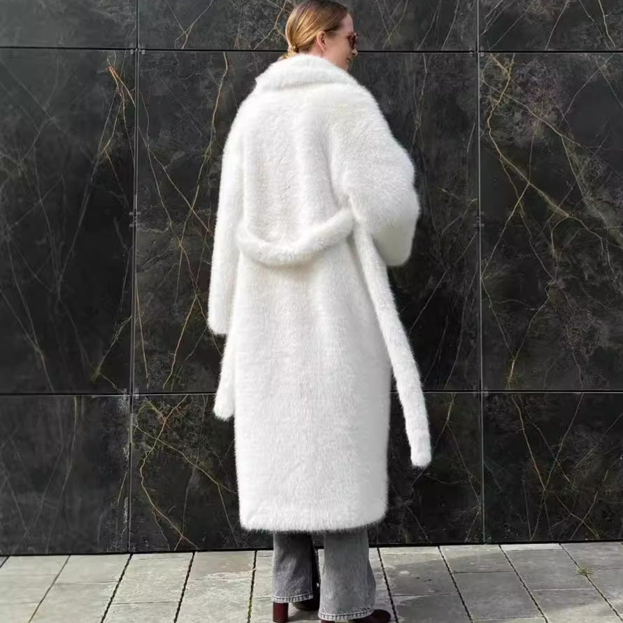 Damen Eleganter und modischer Kunstpelz-Mantel Drune