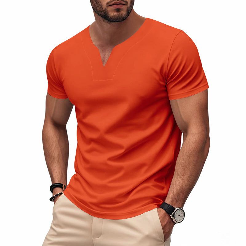 Herren kurzärmliges T-Shirt mit V-Ausschnitt und atmungsaktivem Stoff Drune