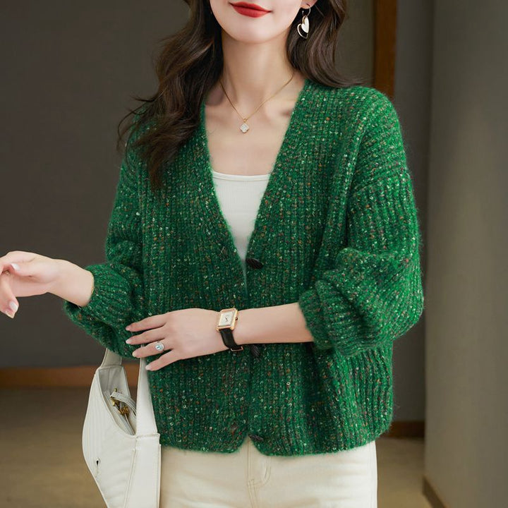 Damen Kuscheliger Grobstrick-Cardigan mit Knopfdetail und weitem Schnitt Drune