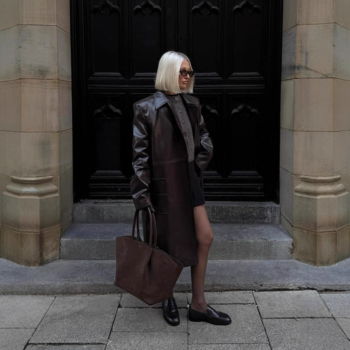 Damen Kunstleder-Blazerjacke Drune