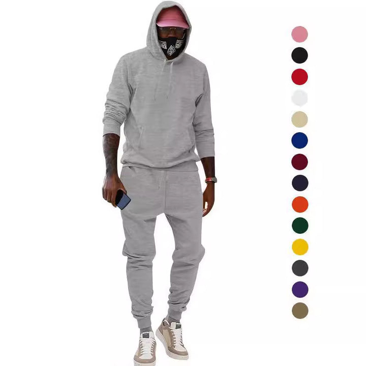 Herren nan lässiges Hoodie- und Jogging-Set aus French Terry mit Kängurutasche, gerippten Bündchen und elastischem Tunnelzugbund Drune