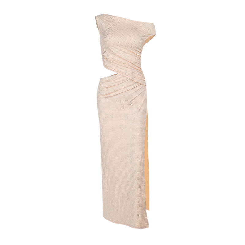 Damen Elegantes Wickelkleid mit asymmetrischem Design und transparentem Einschnitt Drune