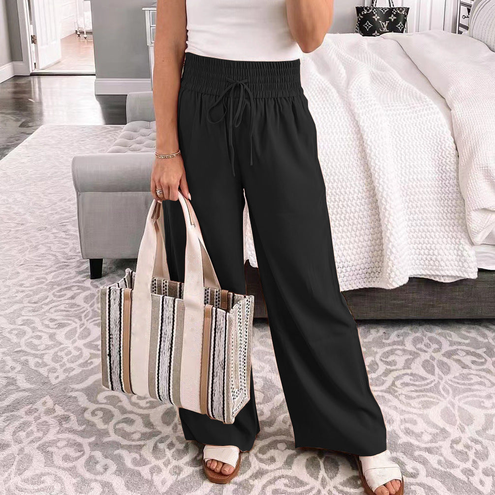 Damen Bequeme und lässige Palazzo-Hose mit Kordelzug Drune