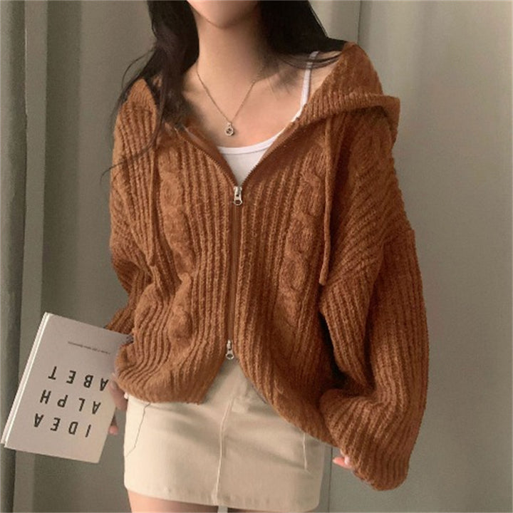 Damen Grobstrickjacke mit Kapuze und lässigem Schnitt Drune