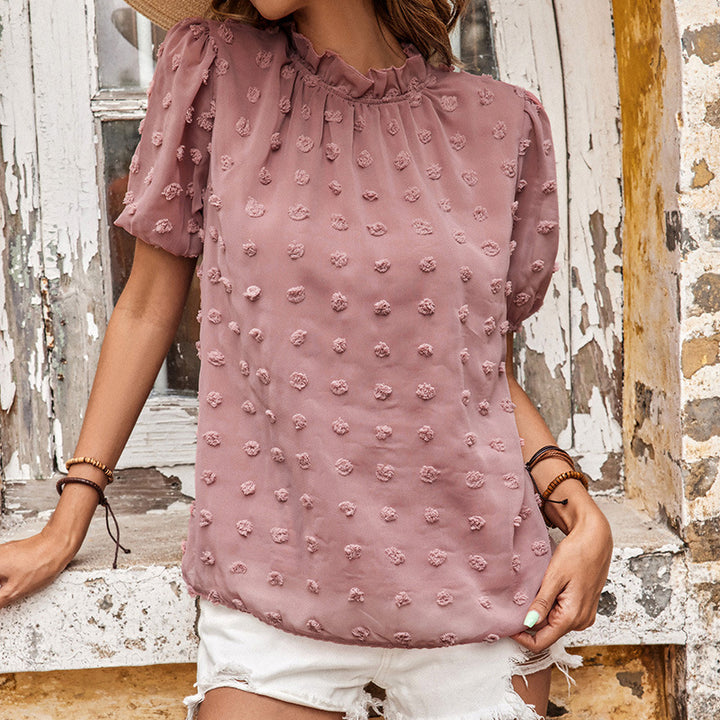Damen lässige Bluse mit Rüschendetails und strukturierter Oberfläche Drune