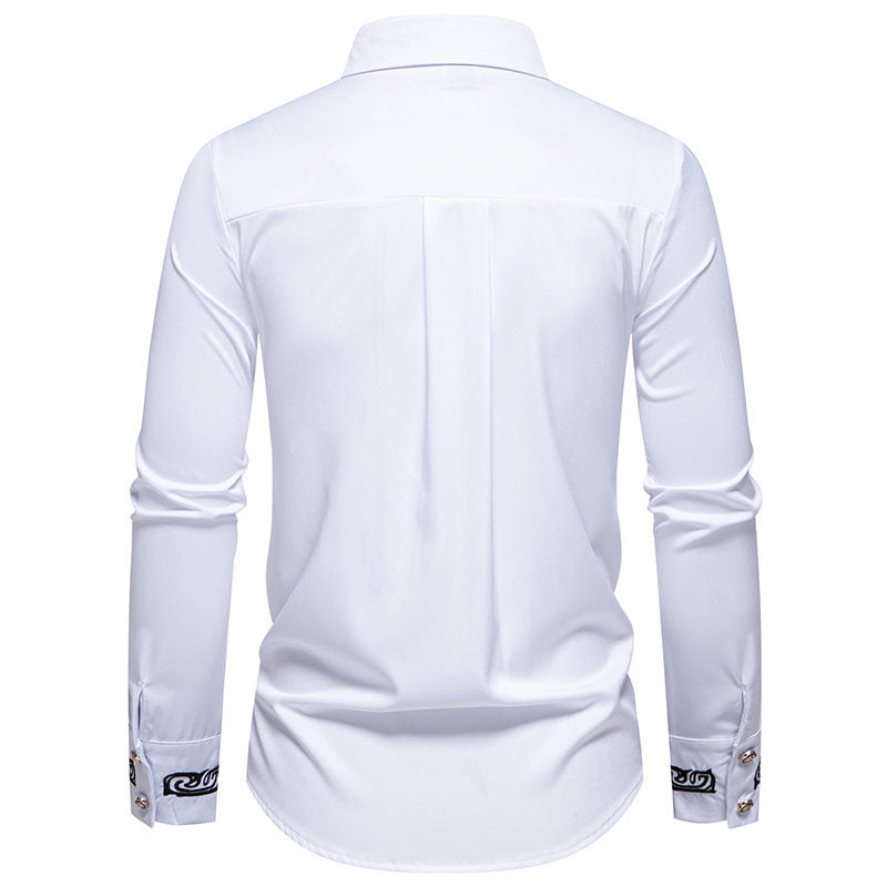 Herren Elegantes Besticktes Button-Up Hemd Drune