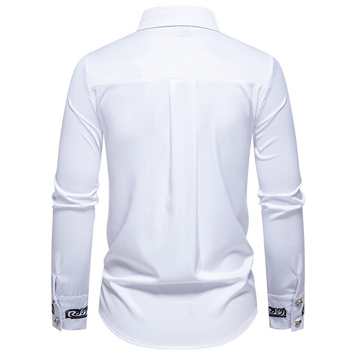 Herren Elegantes Besticktes Button-Up Hemd Drune