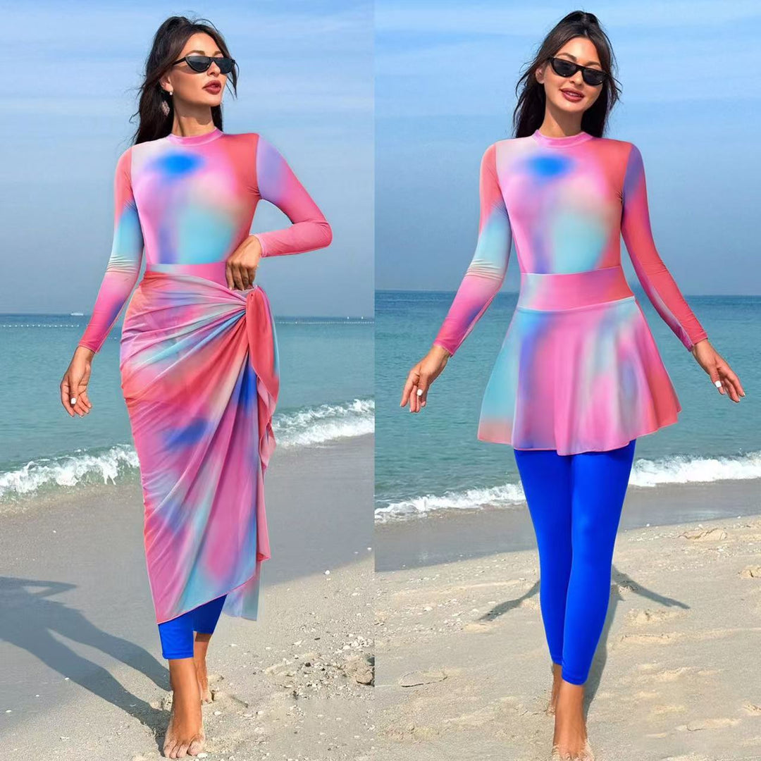 Damen modischer Schwimmanzug mit langem Arm und schwingendem Rock Drune