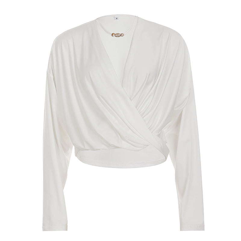 Damen lässiges Longsleeve-Oberteil mit eleganter Knotendetailierung Drune