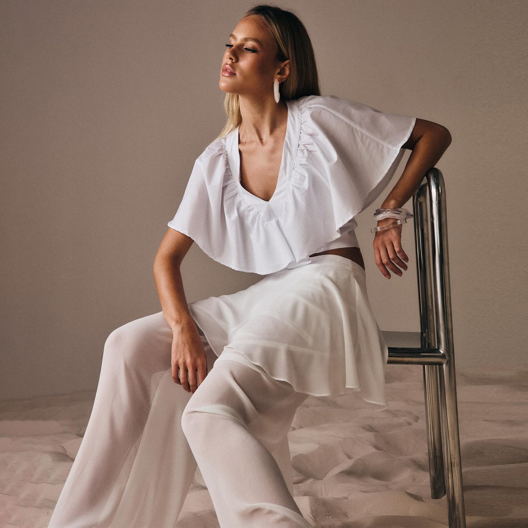 Damen Freizeit-Set mit lässigem Oberteil und weiten Hosen Drune
