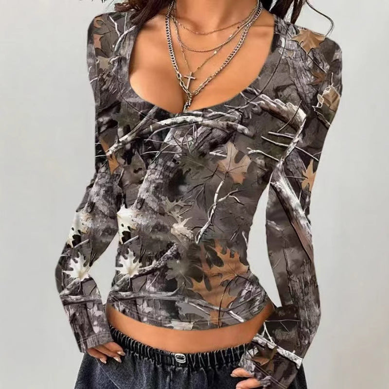 Damen Langarmshirt mit camouflagemuster Drune