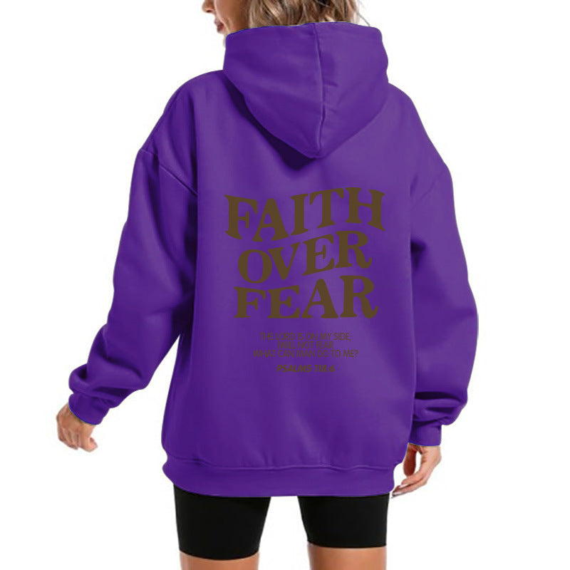 Damen Kapuzensweater mit motivierendem Schriftzug und bequemem Schnitt Drune