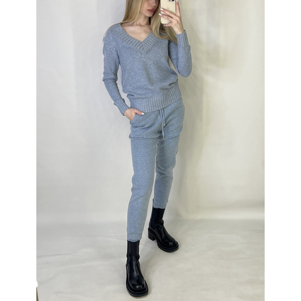 Damen Kuscheliges Strickset mit V-Ausschnitt und Relaxed Fit Drune