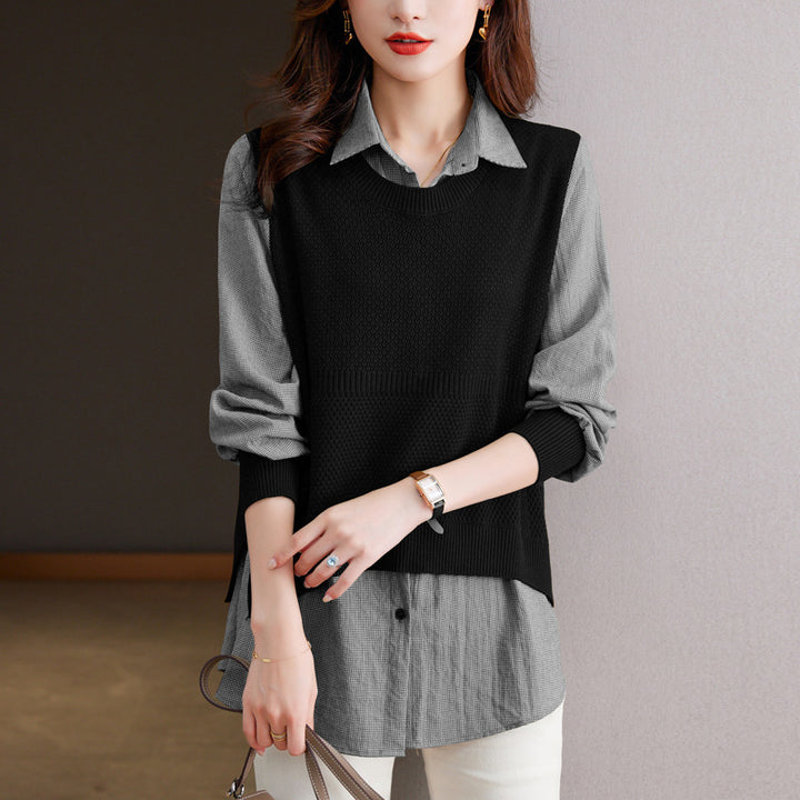 Damen Strickpullover mit einzigartiger Layered-Optik und feiner Struktur Drune