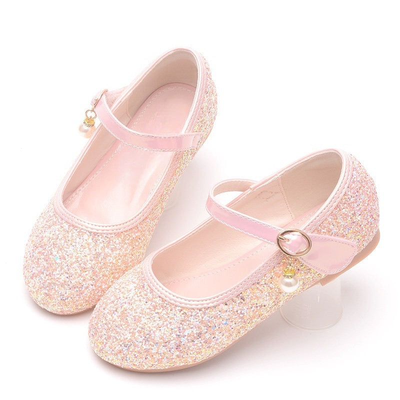 Mädchen Glitzernde Ballerinas mit Riemchen und Perlenapplikation Drune