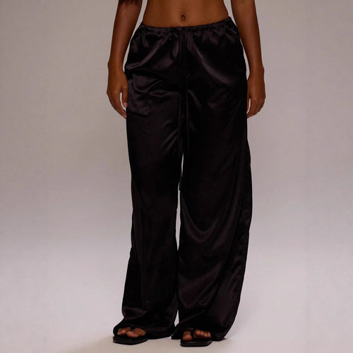 Damen Satin-Hose mit weitem Bein und elastischem Bund Drune