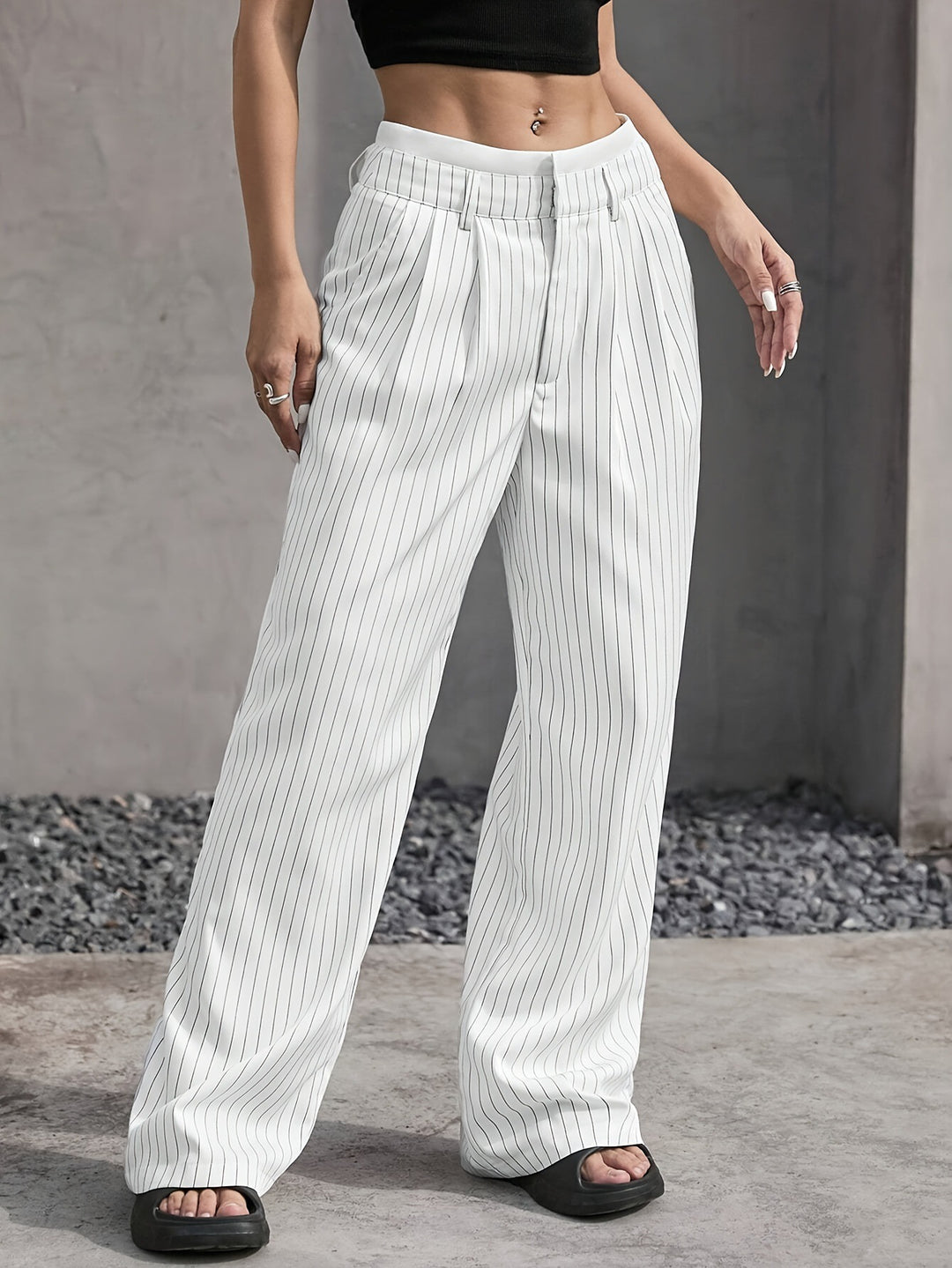 Damen klassische Hochwasserhose mit schrägen Taschen Drune