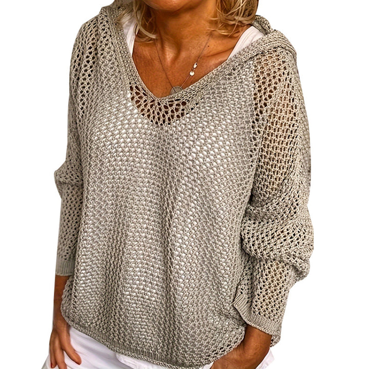 Damen leichter Strickpullover Hoodie Drune