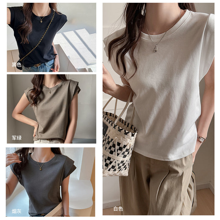 Damen elegantes Basic Shirt mit modischem Schnitt und bequemen Kurzarm Drune