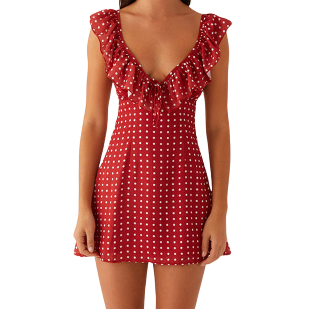 Damen Sommerkleid mit Rüschendetails und Blumenmuster Drune