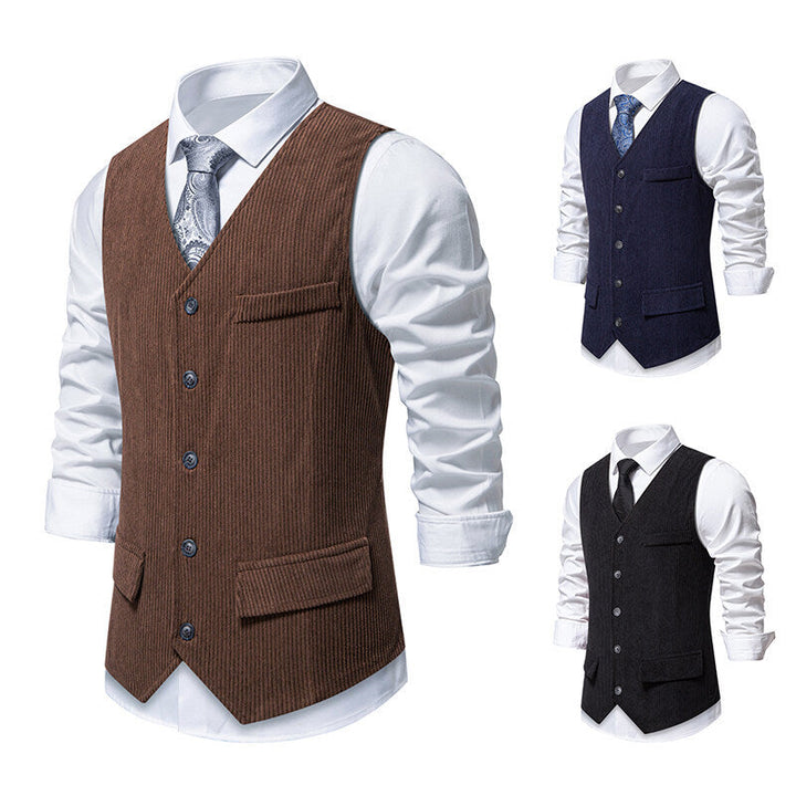 Herren elegante Anzugweste mit feinen strukturierten Details Drune