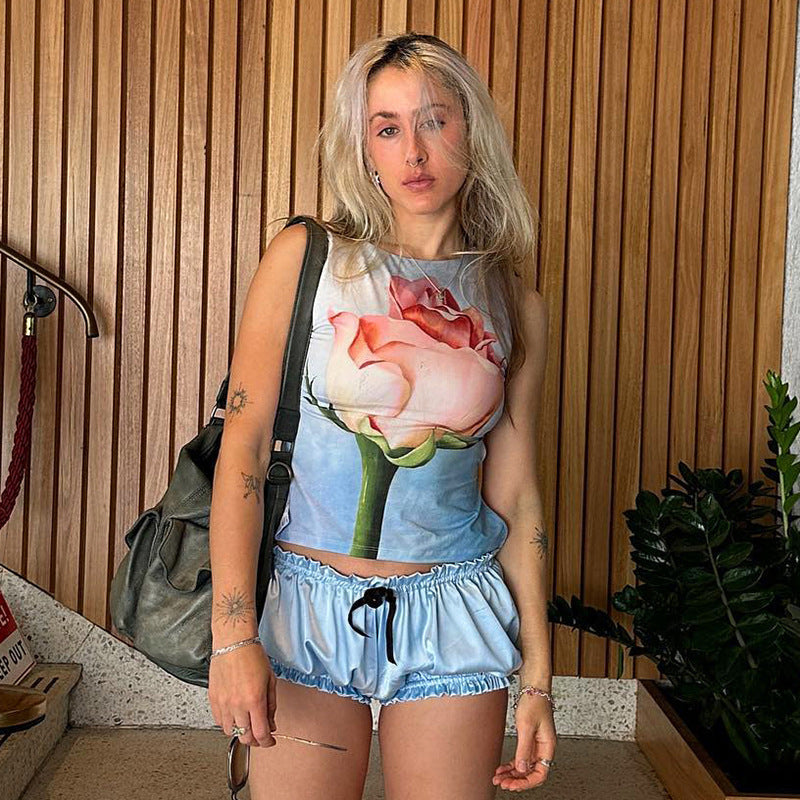 Damen ärmelloses Top mit floralem Design Drune