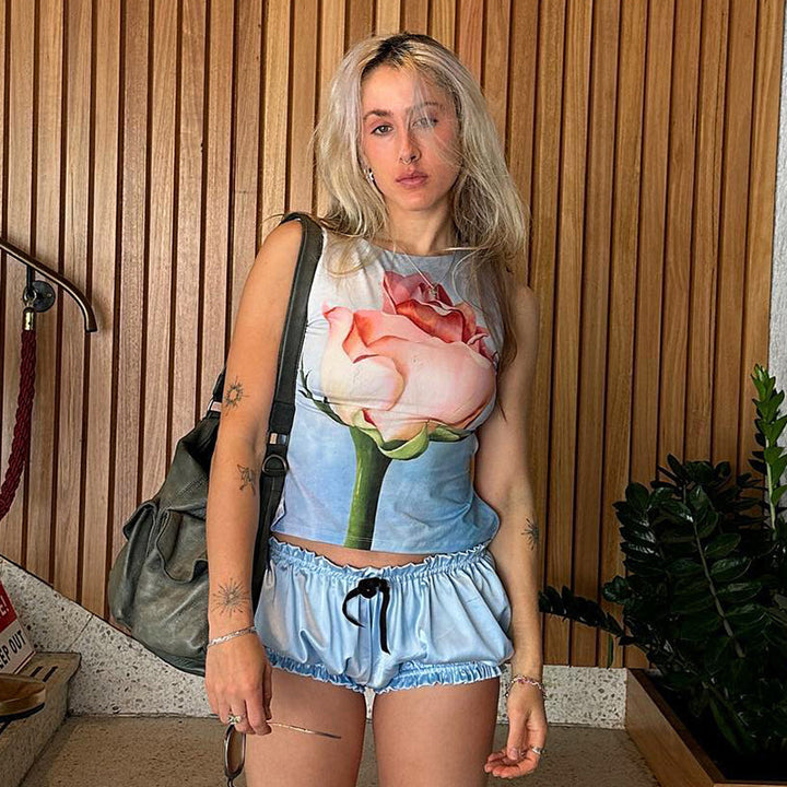 Damen ärmelloses Top mit floralem Design Drune