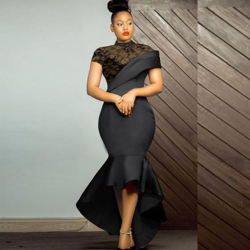 Damen Elegantes Abendkleid mit Spitze und asymmetrischem Saum Drune