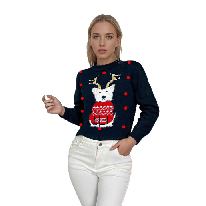 Damen Weihnachtspullover mit festlichem Motiven und kreativen 3D-Details Drune