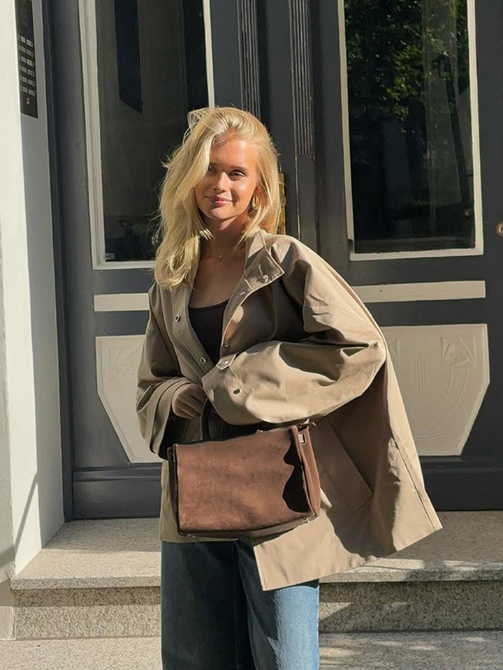 Damen lässige Oversized Jacke mit praktischen Taschen Drune