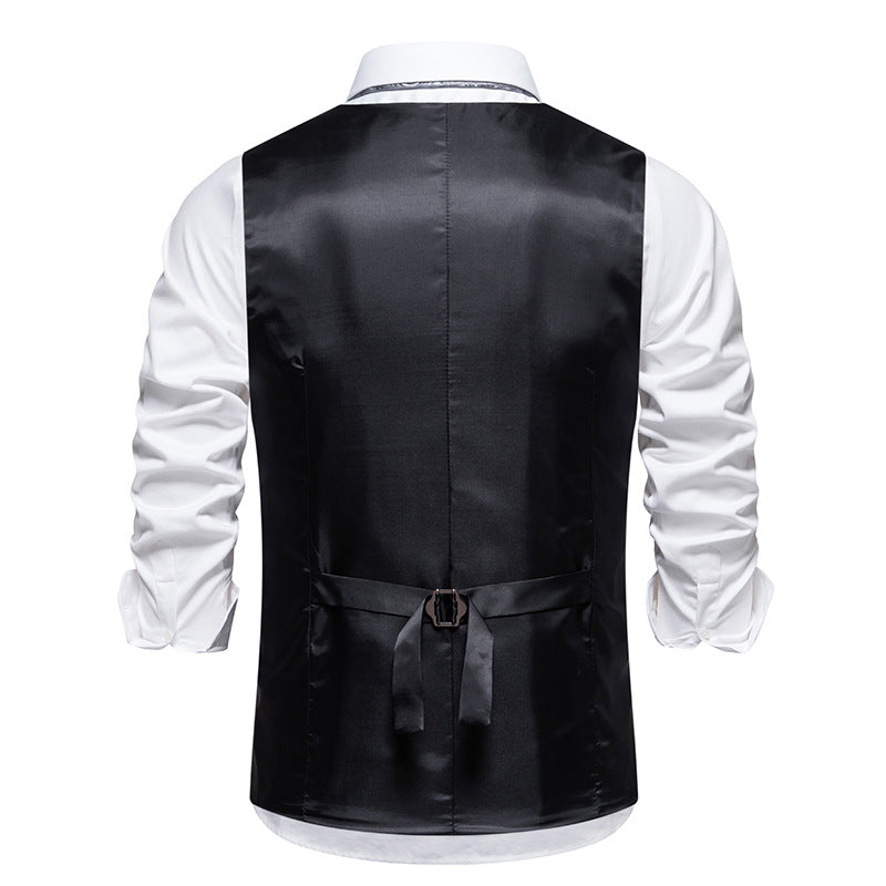 Herren elegante Weste mit schmalem Hahnentrittmuster und asymmetrischen Akzenten Drune